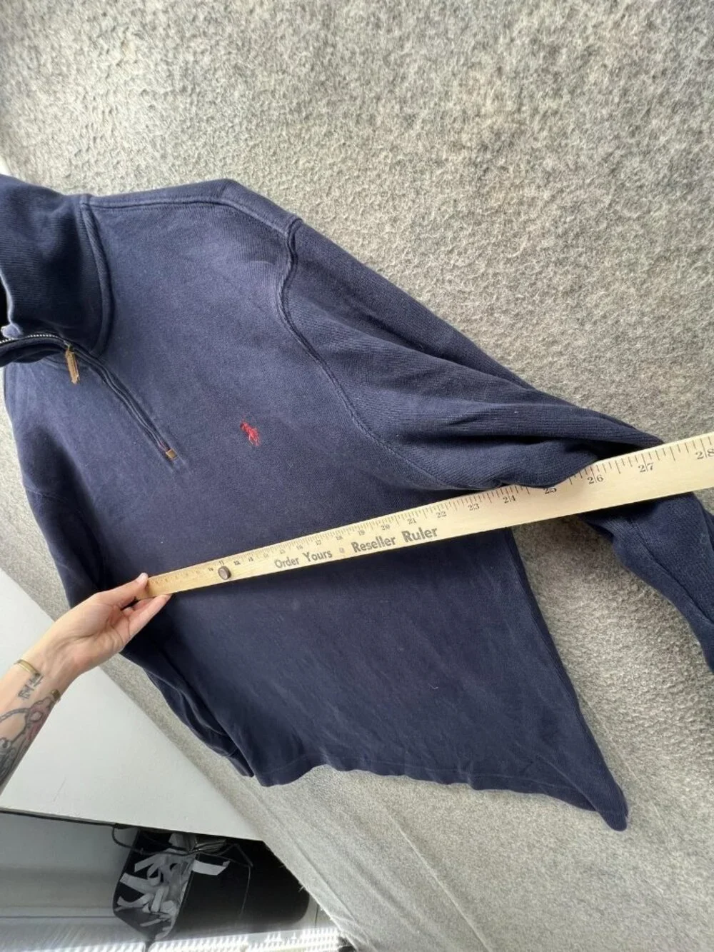 Polo Ralph Lauren Sweatshirt Mens Large Blue 1/4 Zip Mock Neck Pony Pullover